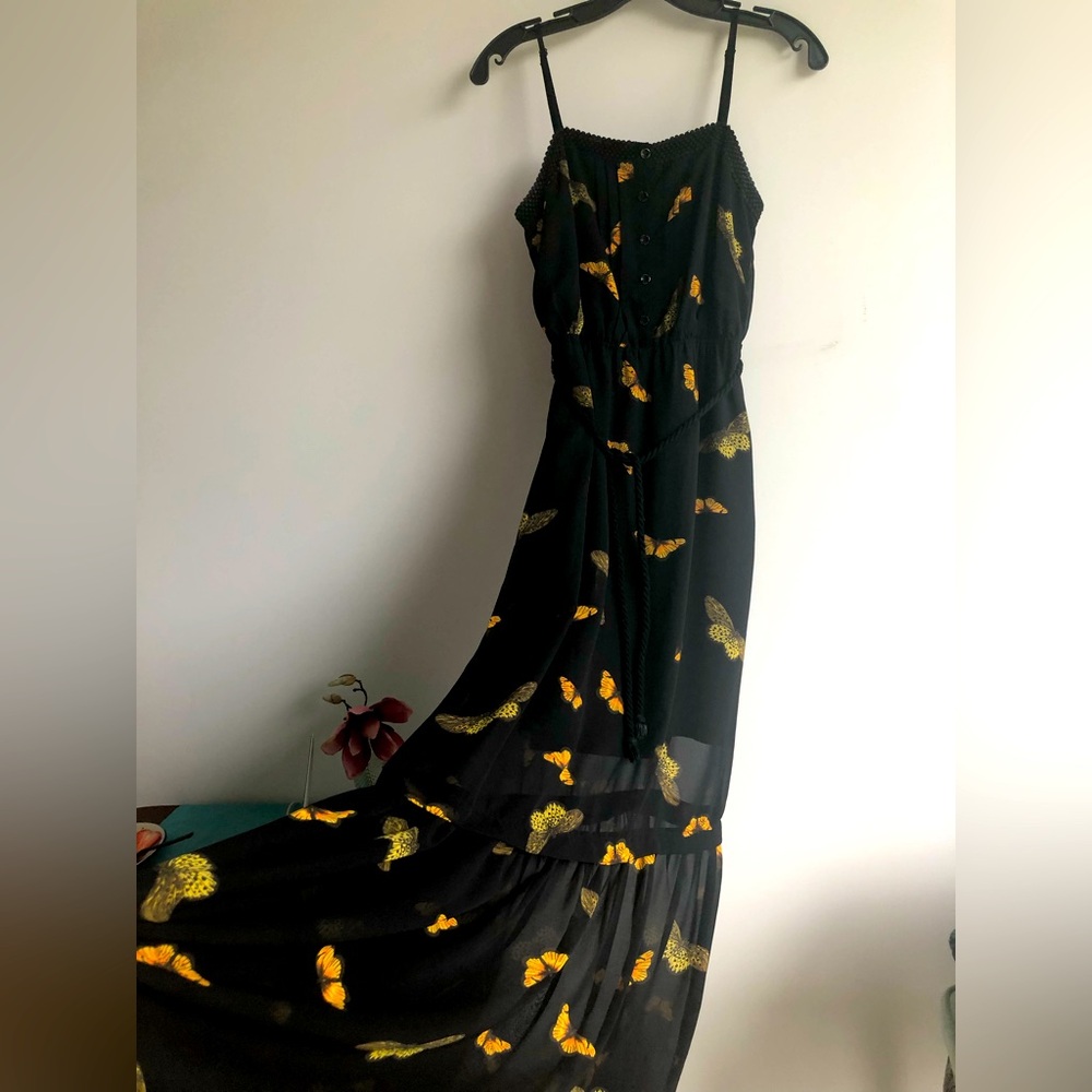 Kensie Black and Yellow Butterfly Dress